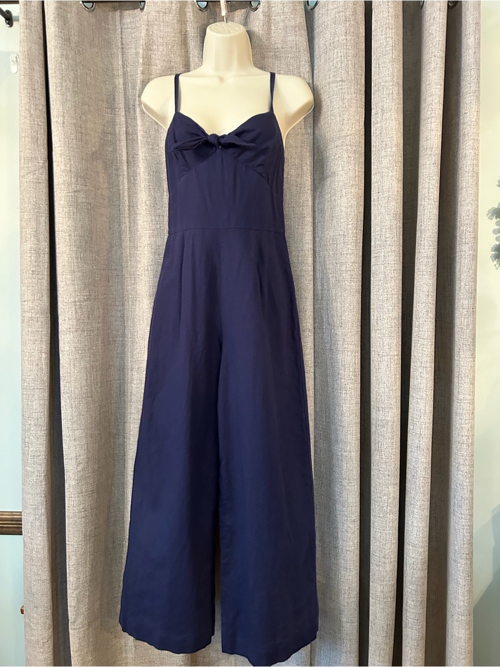 J.Crew Factory Navy Linen Blend Tie Front Wide Leg Jumpsuit
Size 2 - Picture 3 of 11